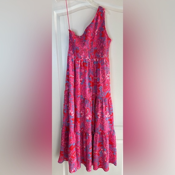 Sugar Lips Sao Paulo Smocked One Shoulder Lys Maxi Dress Large - Picture 4 of 5
